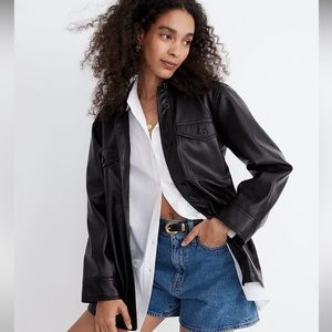 Madewell faux leather shirt jacket